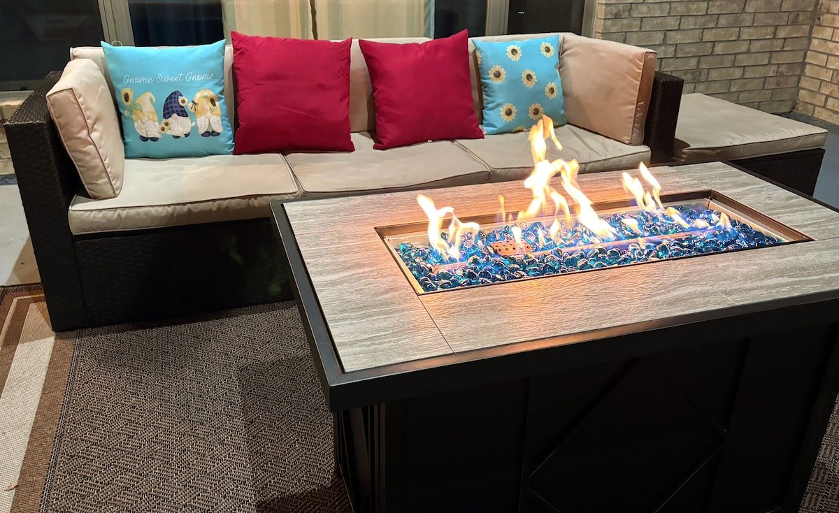 Backyard patio games area